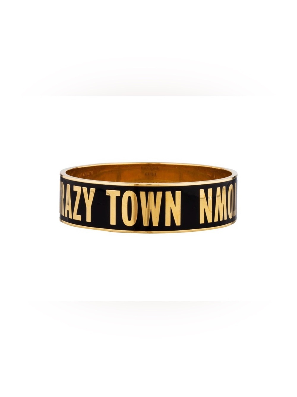 kate spade black and gold 'CRAZY TOWN' enamel logo bangle - Picture 3 of 6